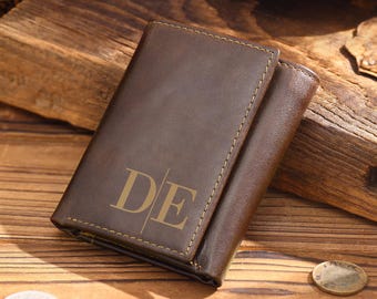 Personalized Men's Leather Wallet, Custom Engraved Trifold Wallet, RFID Blocking Wallet, Gift for Him, Father's Day Gift
