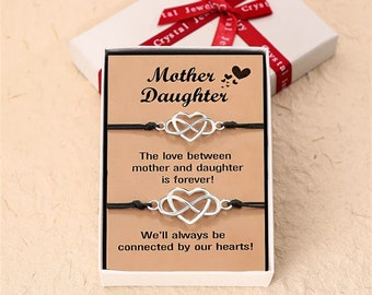 Mother Daughter Bracelet Set, Heart-Shaped Infinite Love Forever Bracelet, To My Daughter Bracelet, Mom Daughter Jewelry Gifts for Mother