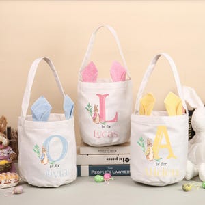 Personalisiertes Monogramm Osterkörbchen mit Kinder Namen - Osterkörbchen für Jungen & Mädchen - Baby Osterkörbchen - Ostertaschen Geschenke für Kinder