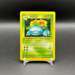 Venusaur 1st edition Base Set 1999 Pokemon - [ Proxy Custom Trading Card Reply Handmade Printed Holo ]