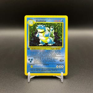 Blastoise 1st edition Base Set 1999 Pokemon - [ Proxy Custom Trading Card Reply Handmade Printed Holo ]