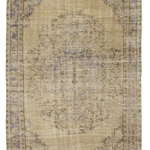 Antique Old Oushak Wool Area Hand-knotted Rug for All rooms,Turkish Vintage Distressed Rug
