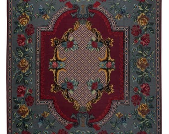 Handmade Bessarabian Kilim Rug: Antique Floral Wool Area Rug