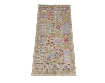 Hand Embroidered Silk Suzani: Uzbek Tapestry Folk Art (100 x 205 cm)