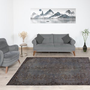 5.6x9 feet,Overdyed Gray Rug,Turkish Vintage  Wool Area Rug,Oushak Rug,Bedroom Rug,Handmade Wool Rug,office rug,Kitchen Rug,Livingroom Rug