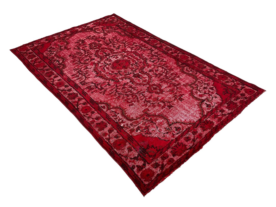 オランダ Vintage Rug【Red】 120 x 80 cm Overdyed Turkish Vintage Red Rug, Handmade Wool Area Rug - Etsy
