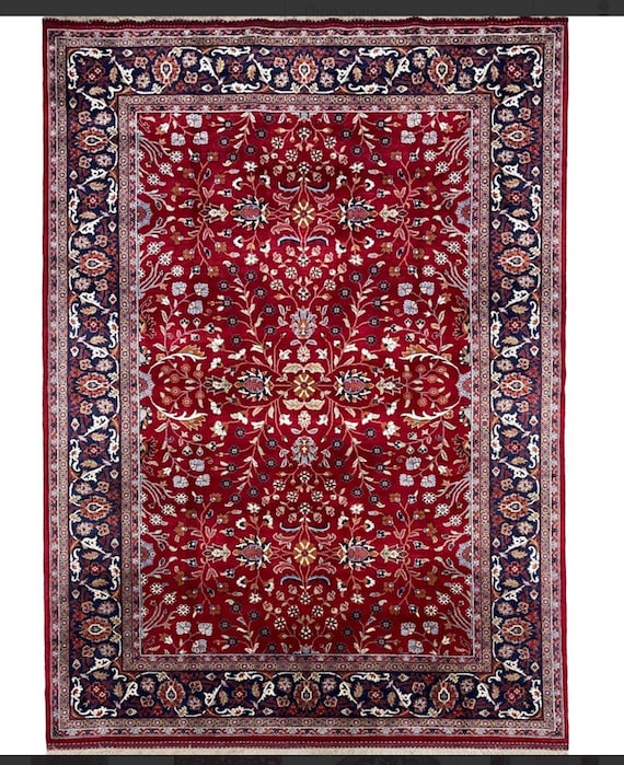 トルコのハンドメイドカーペット ウールラグ 赤 手作りトルコ製ヘレケ