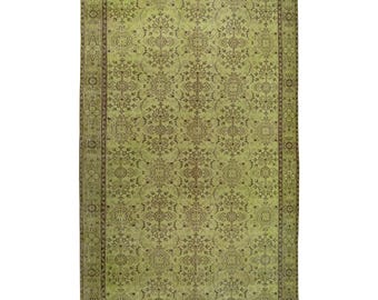 6.1x9.6 Fuß türkischer Vintage übergefärbter Wollteppich, handgefertigter Teppich
