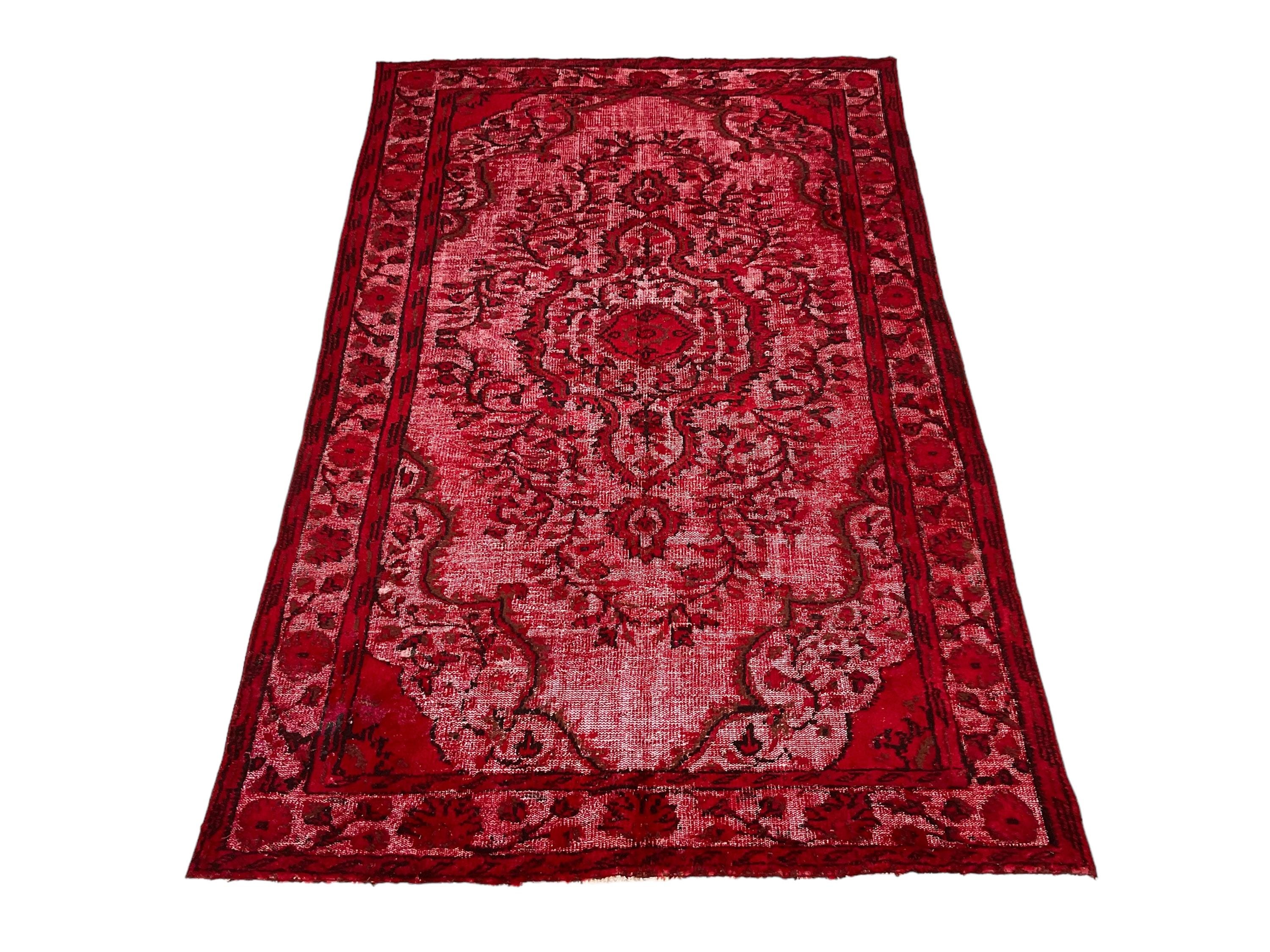 Overdyed Turkish Vintage Red Rug, Handmade Wool Area Rug - Etsy