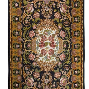 Handmade Floral Wool Kilim Rug: 7.1 x 10.8 ft, Antique Bessarabian Style