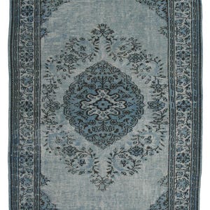 Gorgeous Blue Rug, 5.9x9.5 Turkish Vintage Over-Dyed Blue Rug, Hand Crafted Wool Area Rug, Orieantal Rug, Transitional Style Blue Rug