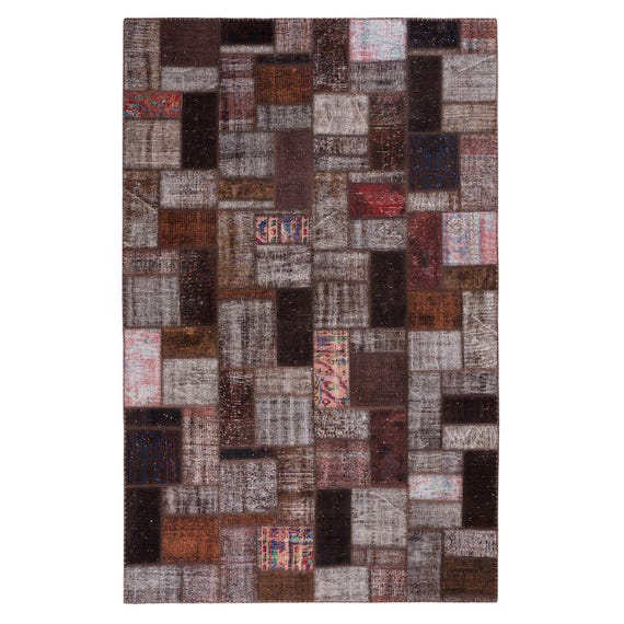 Vintage Turkish Patchwork Rug: Distressed Wool Area Rug