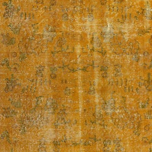 Vintage Turkish Overdyed Rug (3.6 x 6.7): Hand-Knotted Wool Gold Rug