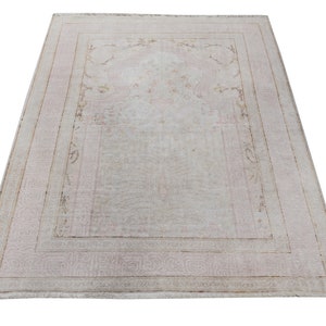 Faded Silk Rug,Turkish Handknotted Antique Silk Rug,Premium Rug,Craft Silk Rug,Vintage Silk Rug,Nomadic Rug,4.1x5.8 Feet,124x176 cm