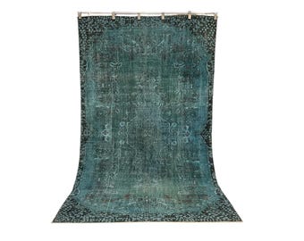 5.3 x 9 Handmade Vintage Overdyed Wool Area Rug