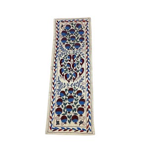 20 x 70 inc Handmade Silk Suzani Fabric for table Runner,50 x 190 cm Hand Embroideried Pomegranate Motif Embroidery Silk Suzani Table Runner