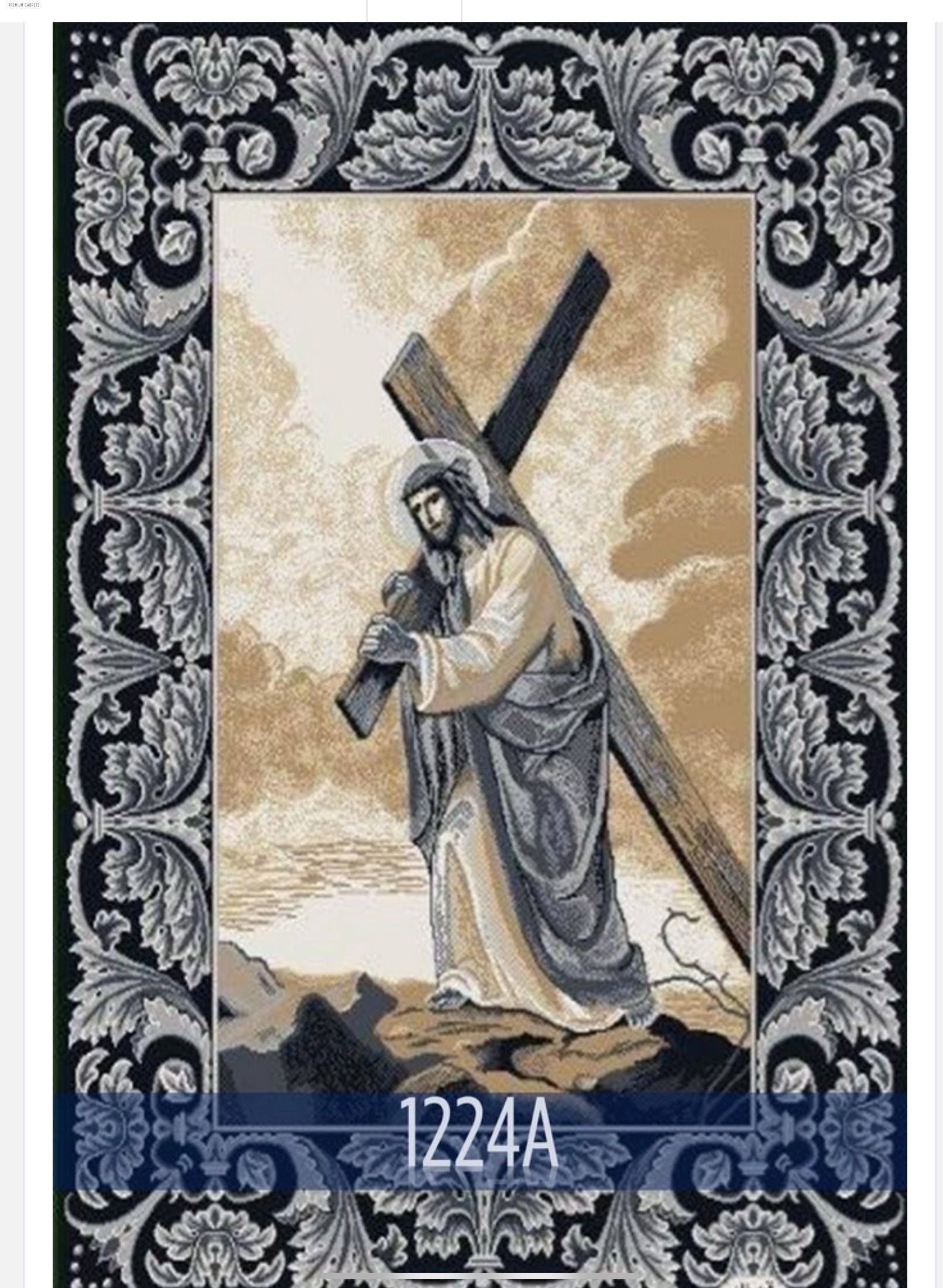 Christian Jesus Silk Wall Rug – Jesus Carrying Cross Tapestry