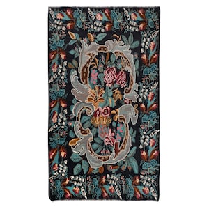 Handmade Floral Kilim Rug: Antique Bessarabian Wool Area Rug