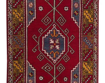 Handmade Anatolian Wool  Area Rug: 3.9 x 6.2 Vintage Oushak Rug