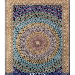 Gold & Blue Bamboo Silk Rug: Modern Geometric Design, 8x10 ft