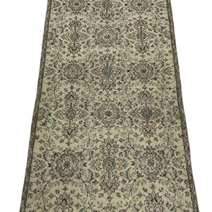 Turkish Vintage Hand-Knotted Wool Beige Rug