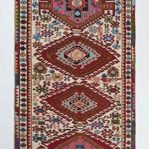 Premium Silk Rug,Antique Handmade Silk Kilim Rug,Hand Embroidery Silk Kilim Rug,3.4x6.4 feet,Turkish Tribal Wool Kilim Rug,Nomadic Kilim Rug