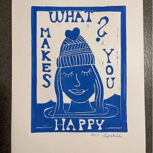 Handprinted linoart, lino, lino poster, poster, linoleum, linoleumstryk