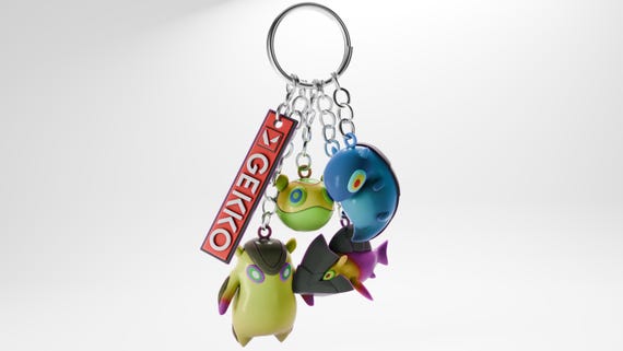 Digital 3D Model Stl File Gekko Abilities Wingman Dizzy MoshPit Trash Keychain - Valorant