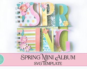 Spring Mini Album Scrapbook Template: SVG Cut Files and Customizable Templates (Digital Download)