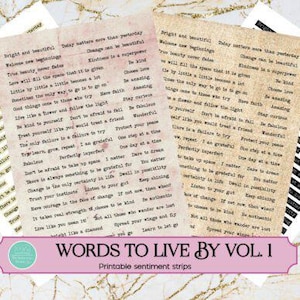 Parole per vivere con strisce sentimentali Vol. 1 / Parole e frasi motivazionali stampabili per diari, album, agende, biglietti e collage