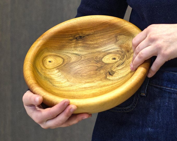 Salad Bowl From Walnut Wood, Gifts For Her, Anniversary Gift, Wood Fruit Bowl, New Mom Gift, Wooden Fruit Bowl, named Seal's Face