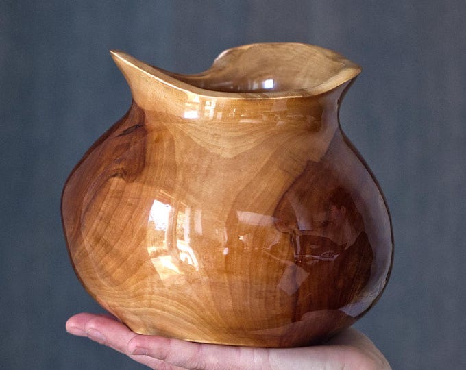 UNIQUE Handcrafted Luxury Apple Wood Vase, Unique Gift For Mom, Unique Gift For Mum, Best Gift For Mom, Gloss Wood Vase, named Ghost Rider