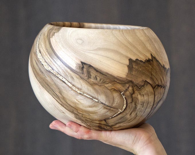 Handmade Walnut Wood Salad Bowl, Rustic Kitchen Centerpiece