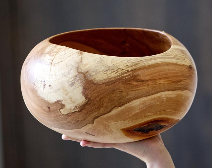 Large Salad Bowl From Apple Wood, Handmade Gift, Birthday Gift, Salad Wood And Spoon, Wood Wedding Gift, named Tulip In The Desert