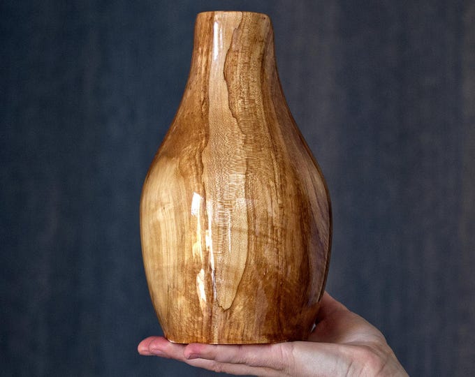 UNIQUE Handcrafted Luxury Elm Wood Vase, Unique Wooden Art, Modern Kitchen Art, Anniversary Gift, Gloss Epoxy Vase, named UFO Escape
