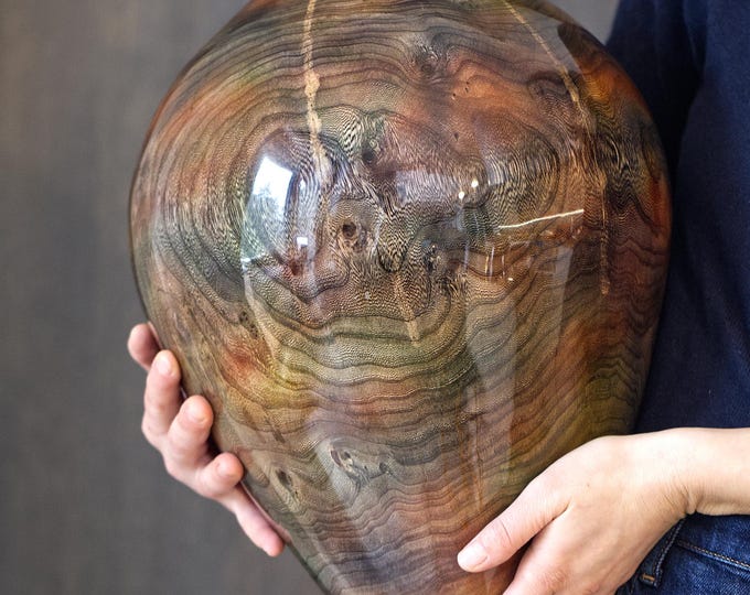 UNIQUE Handcrafted Luxury Elm Wood Vase, Gloss Epoxy Vase, Modern Kitchen Art, Art Woodworks, New Mom Gift, Gift For Wife, named Gigarainbow