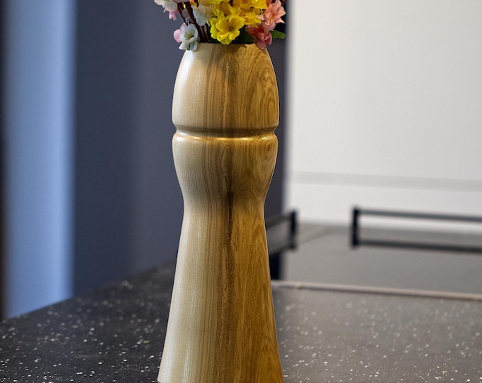 Handcrafted Ash Wood Vase, Japandi Home Decor, Gift for Her