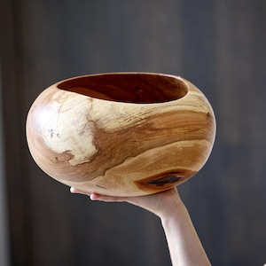 Large Salad Bowl From Apple Wood, Handmade Gift, Birthday Gift, Salad Wood And Spoon, Wood Wedding Gift, named Tulip In The Desert