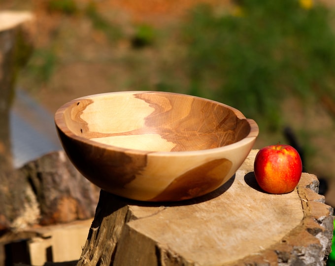 Large Salad Bowl From Poplar Wood, Wood Popcorn Bowl, Best Gift For Mom, Xl Wood Salad Bowl, Gift For Her, named Infected Cyclops