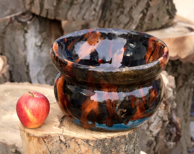 Luxury Handmade Apple Wood & Resin Bowl, Handmade Gloss Bowl, Unique Centerpiece, Vintage Kitchen Art, named I Want To Please Dead People