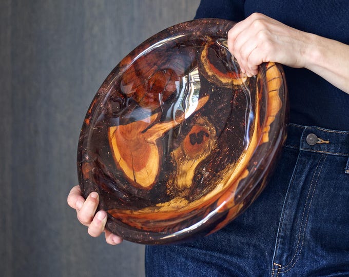 Luxury Handmade Plum Wood & Resin Bowl, Unique Wooden Art, Gift For Wife, New Homeowner Gift, Luxury Resin Bowl, named Small And Large Organ