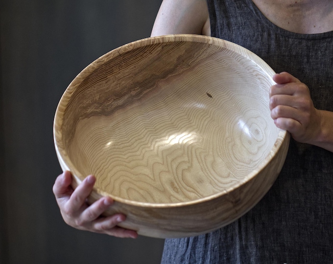 Large Fruit Bowl From Ash Wood, Art Woodworks, Best Gift For Mom, Table Large Bowl, Gift For Her, Unique Centerpiece, named Shooting Success