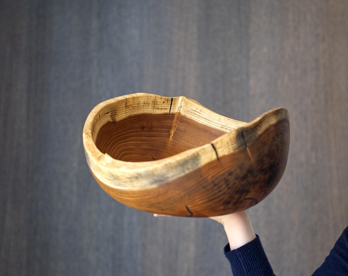 Large Salad Bowl From Mulberry Wood, Table Centerpiece, Unique Gift For Mom, Bowl Wedding Gifts, Wooden Salad Bowl, named Peak Into The Dirt