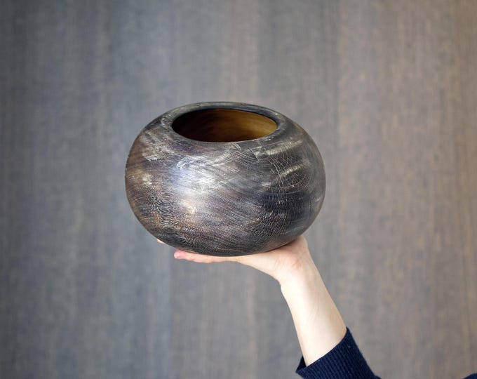 Fruit Bowl From Walnut Wood, Unique Gift For Mum, Modern Kitchen Art, Wooden Bowl, Birthday Gift, Wood Fruit Bowl, named Black Diamond