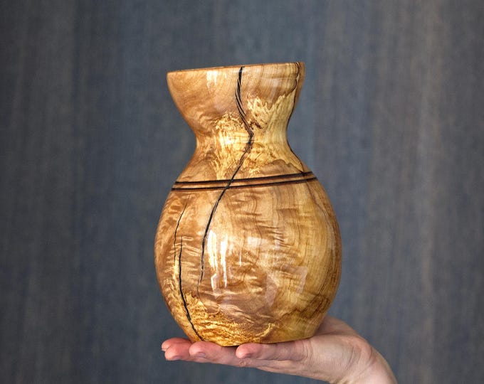 UNIQUE Handcrafted Luxury Elm Wood Vase, Gloss Epoxy Vase, Modern Kitchen Art, Unique Wooden Art, Handmade Gift, named Rings In The Sea