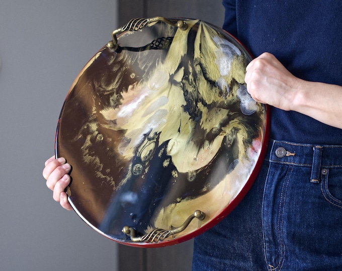 Large Epoxy Resin Tray, Birthday Gift, Gift For Her, Decorative Tray, Resin Centerpiece, Luxury Home Decor