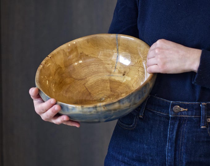 Luxury Handmade Elm Wood Bowl, Unique Gift For Mum, Housewarming Gift, Glossy Wood Bowl, Gloss Wood Bowl, New Mom Gift, named Diamondcracks