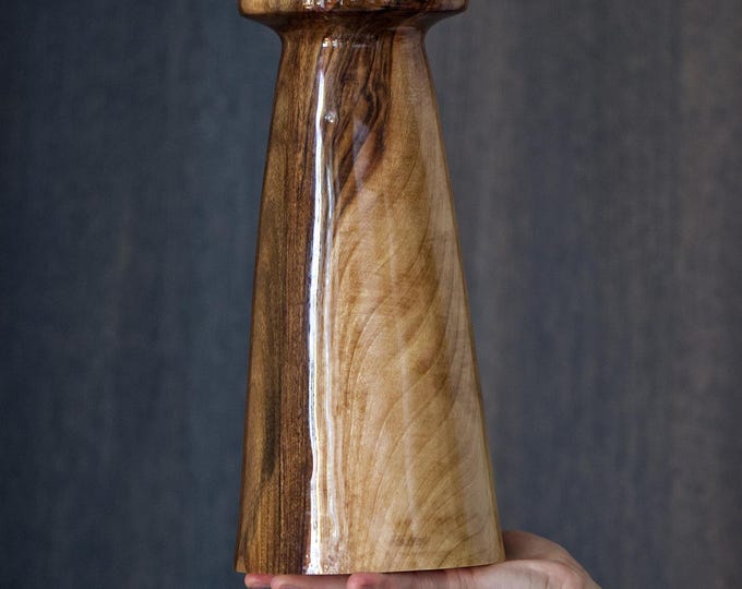 Handmade Walnut Wood Vase, Glossy Resin Finish, Art Woodworks, named Little Boy