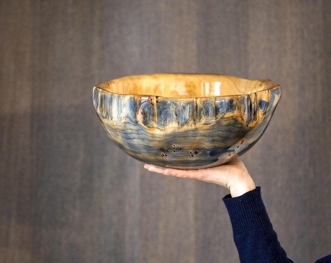 Luxury Handmade Elm Wood Bowl, Gloss Epoxy Bowl, New Mom Gift, Anniversary Gift, Vintage Kitchen Art, Art Woodworks, named Earth's Core