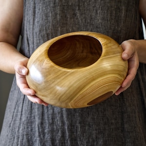 Salad Bowl From Cherry Wood, Wood Popcorn Bowl, Gift For Her, Unique Gift For Mom, Wooden Serving Bowl, Wooden Salad Bowl, named Fat Cyclops